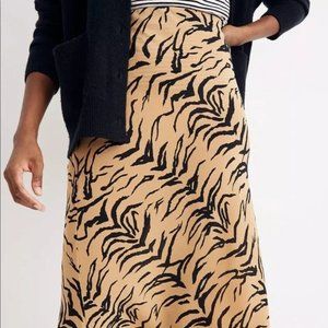 Madewell Silk Midi Skirt in Tiger Stripe